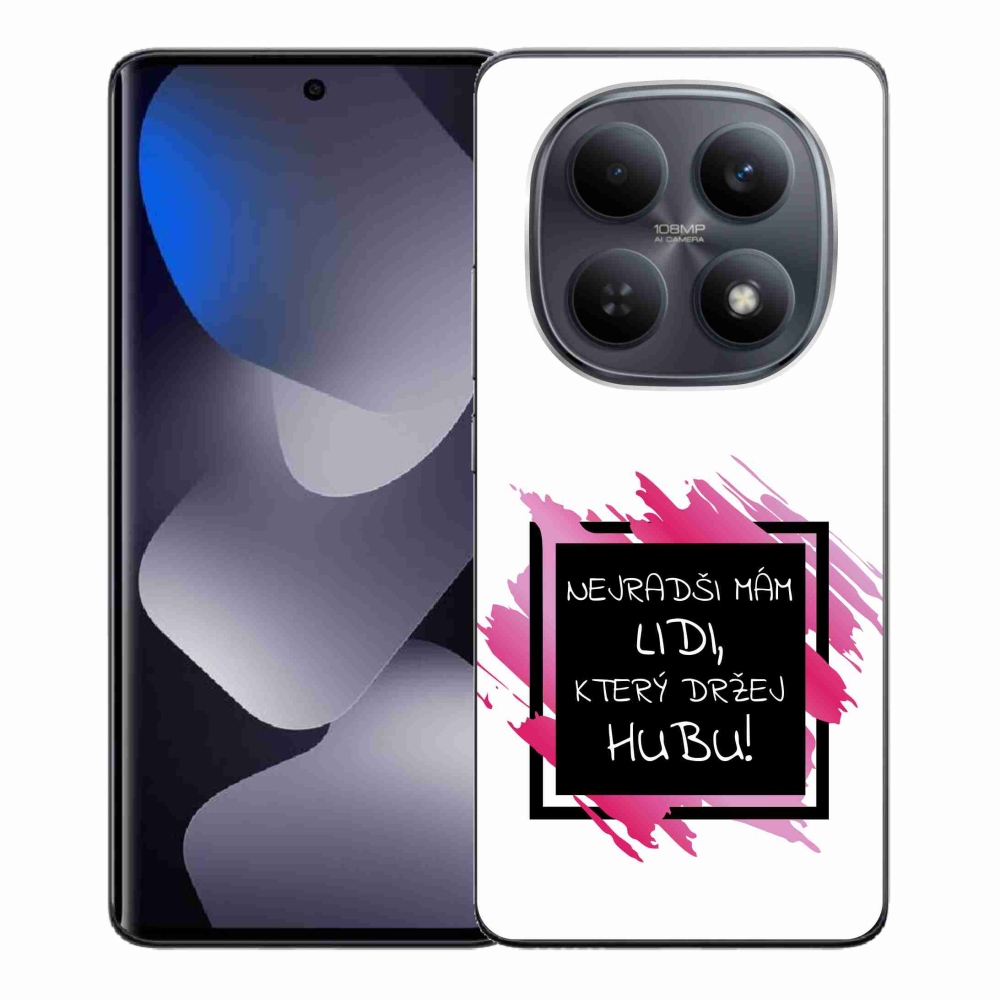 Gél borító mmCase a Xiaomi Redmi Note 15 4G-hez - vicces szöveg 7 fekete és fehér háttérrel