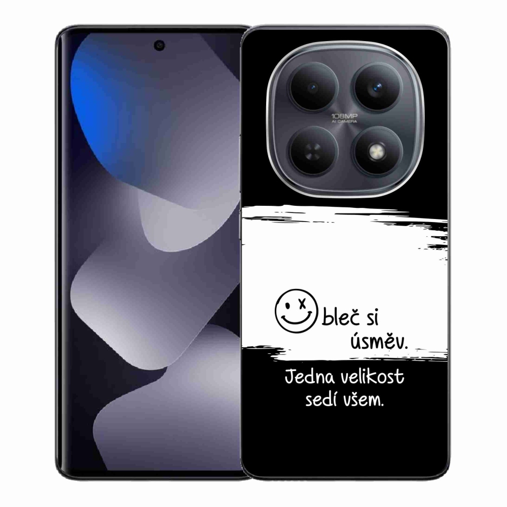 Gél borító mmCase a Xiaomi Redmi Note 15 4G-hez - vicces szöveg 8 fekete és fehér háttérrel