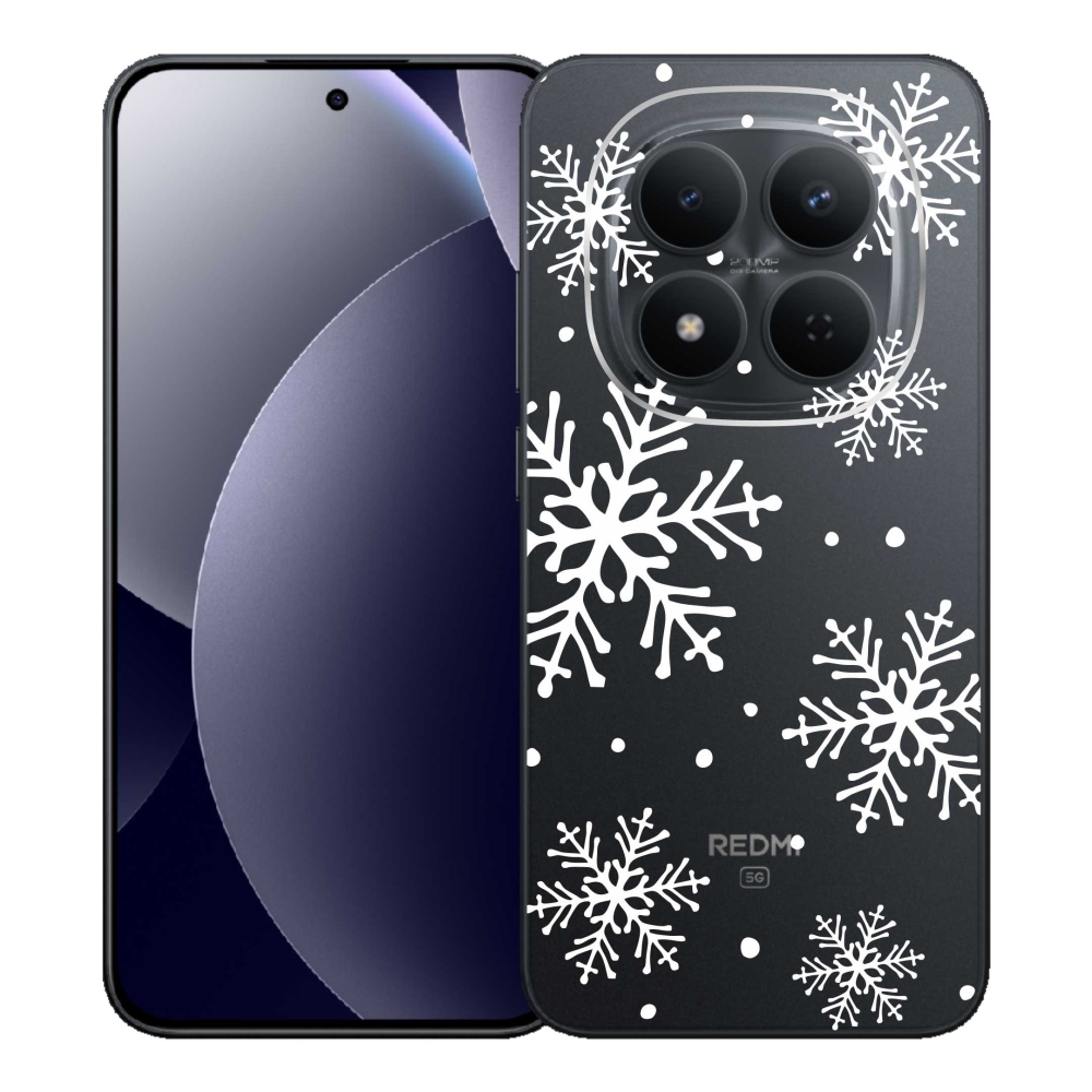 Gél borítás mmCase a Xiaomi Redmi Note 15 Pro 5G számára - fehér pelyhek átlátszó háttéren