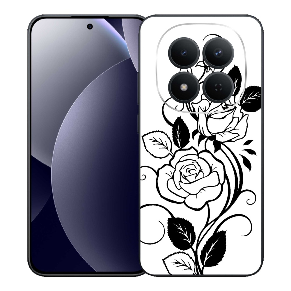 Gél borítás mmCase a Xiaomi Redmi Note 15 Pro 5G számára - fekete és fehér rózsa