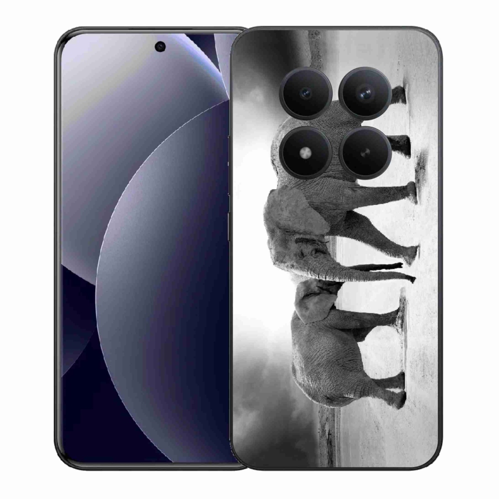 Gél borítás mmCase a Xiaomi Redmi Note 15 Pro+ 5G/Xiaomi Poco M8 Pro 5G számára - fekete és fehér elefántok