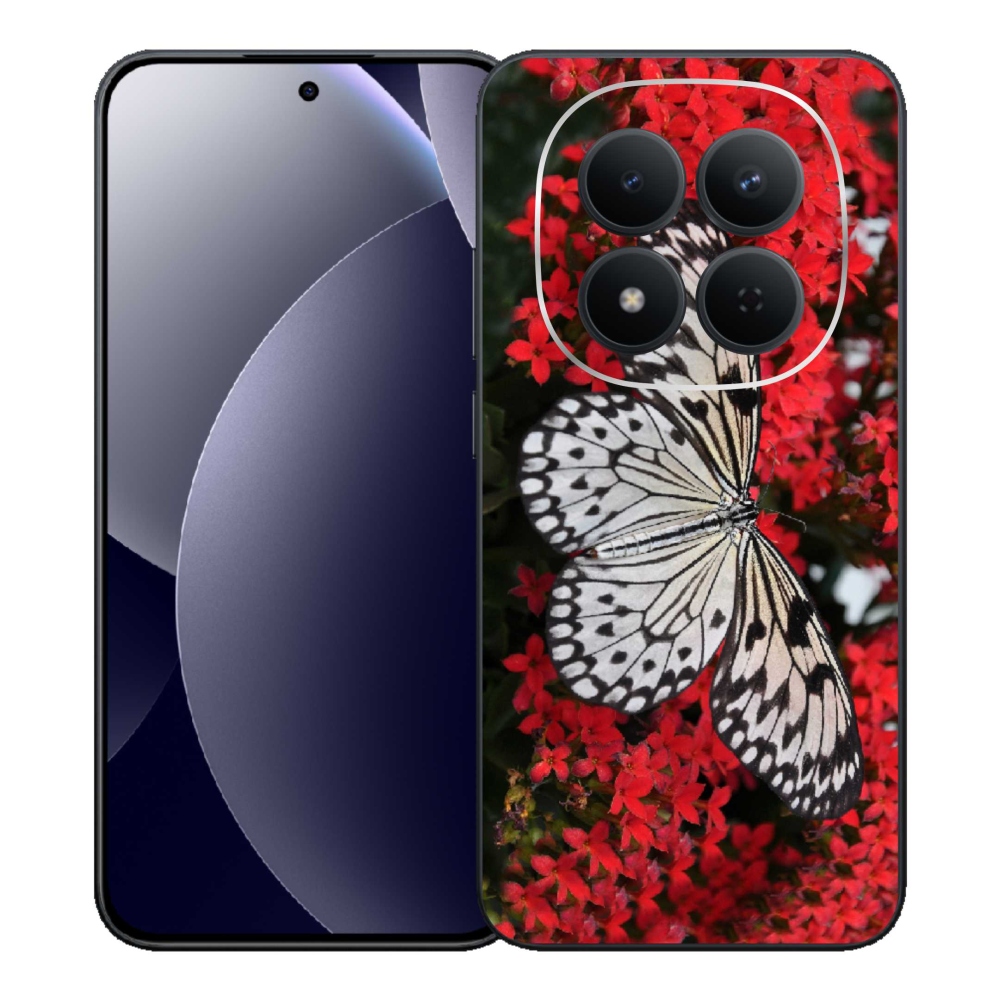 Gél borítás mmCase a Xiaomi Redmi Note 15 Pro 5G-hez - fekete és fehér pillangó 1