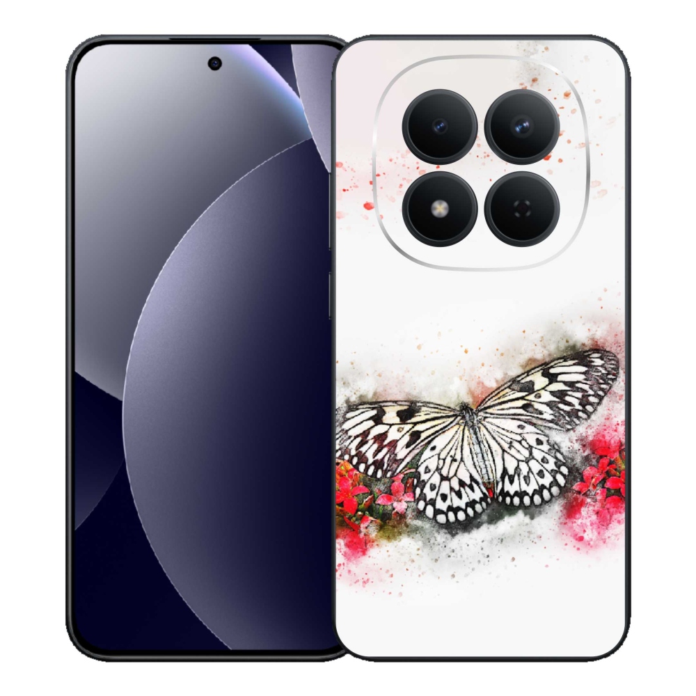 Gél borítás mmCase a Xiaomi Redmi Note 15 Pro 5G számára - fekete és fehér pillangó
