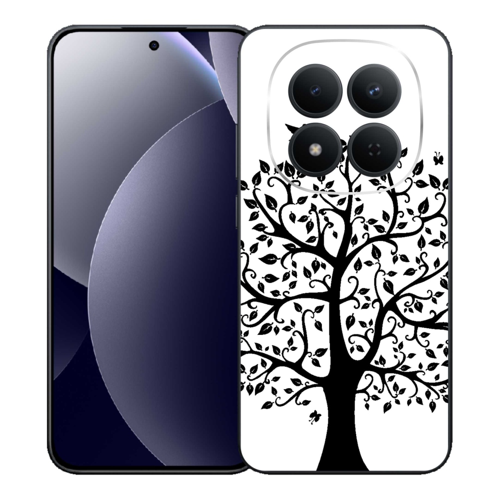 Gél borítás mmCase a Xiaomi Redmi Note 15 Pro 5G számára - fekete és fehér fa