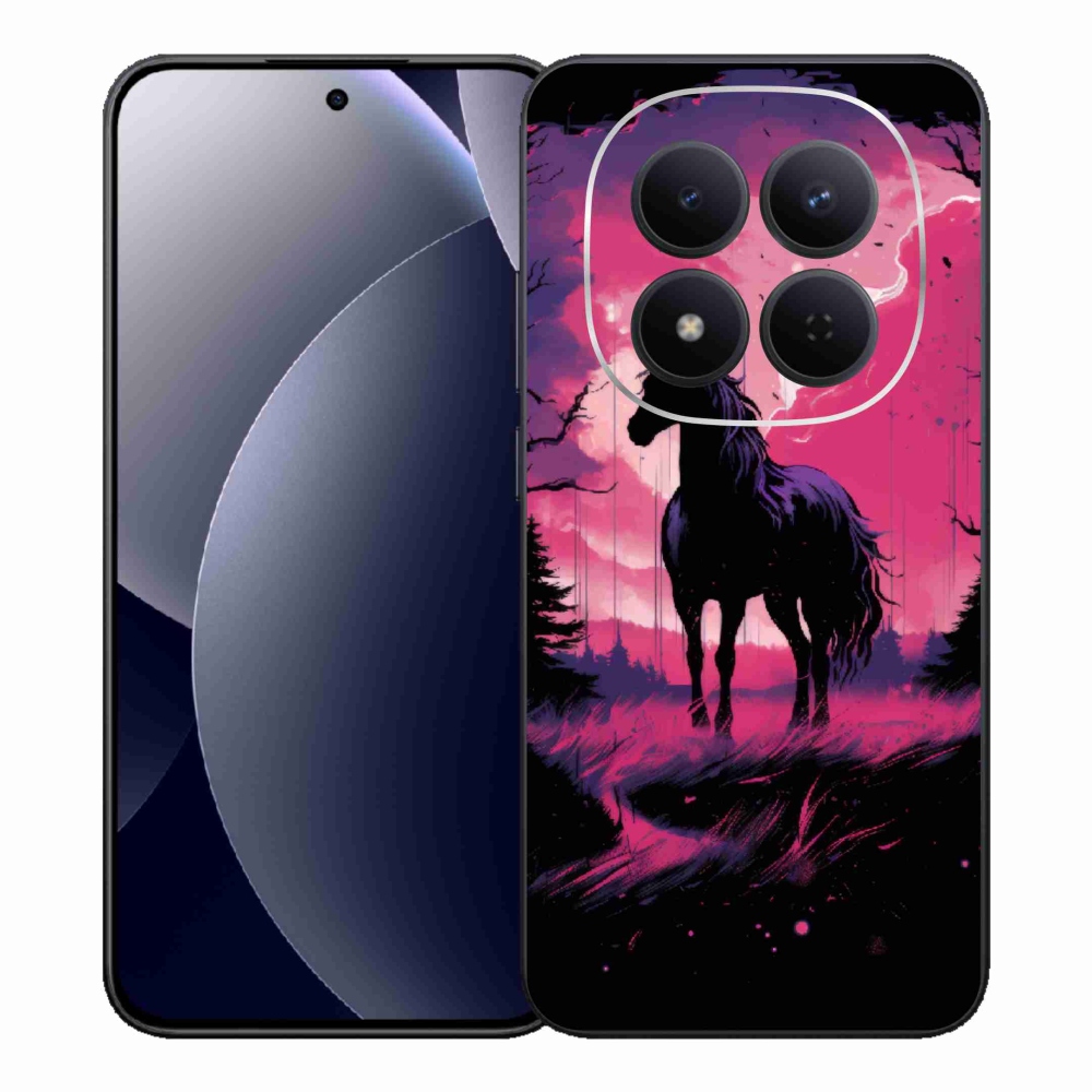 Gél borítás mmCase a Xiaomi Redmi Note 15 Pro 5G-hez - fekete rajzfilm ló 1