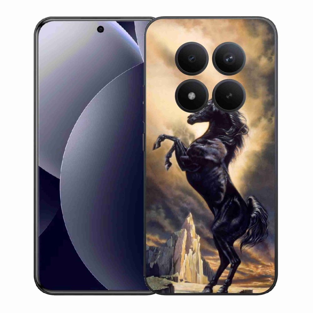 Gél borítás mmCase a Xiaomi Redmi Note 15 Pro+ 5G/Xiaomi Poco M8 Pro 5G számára - fekete rajzfilm ló