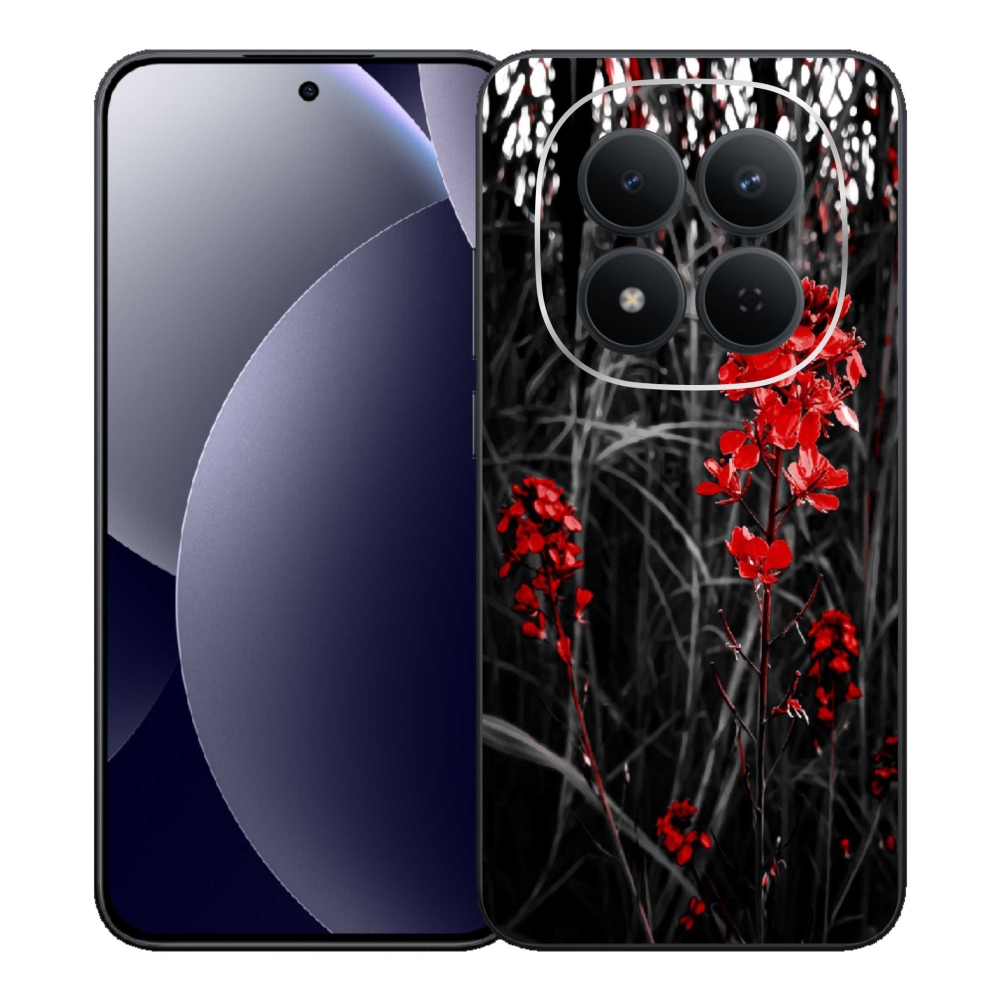 Gél borítás mmCase a Xiaomi Redmi Note 15 Pro 5G számára - piros növény