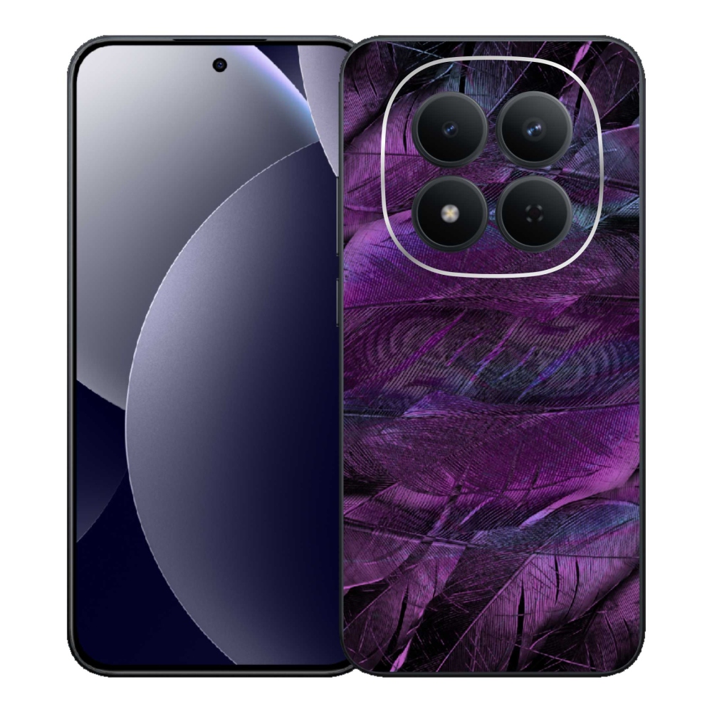 Zselés borítás mmCase a Xiaomi Redmi Note 15 Pro 5G-hez - lila tollakkal