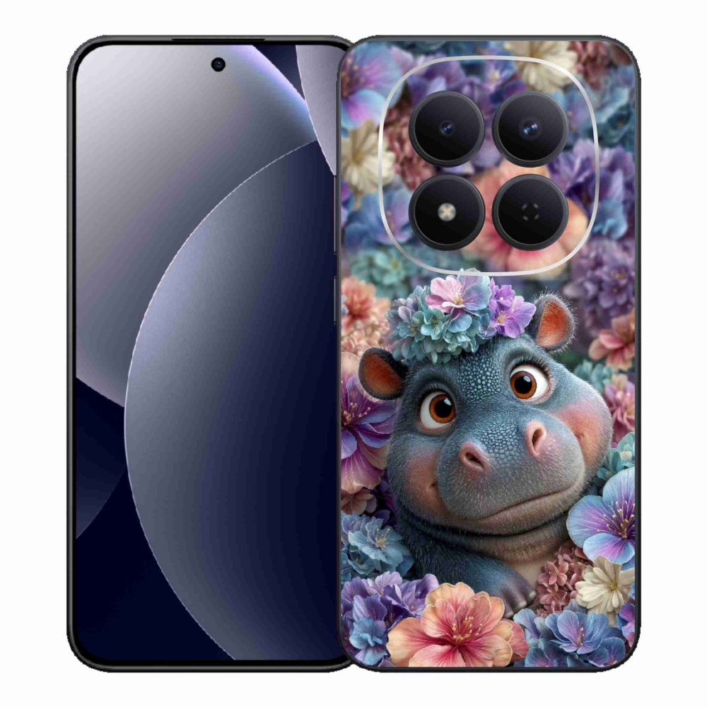 Gél borítás mmCase a Xiaomi Redmi Note 15 Pro 5G-hez - víziló virágokban