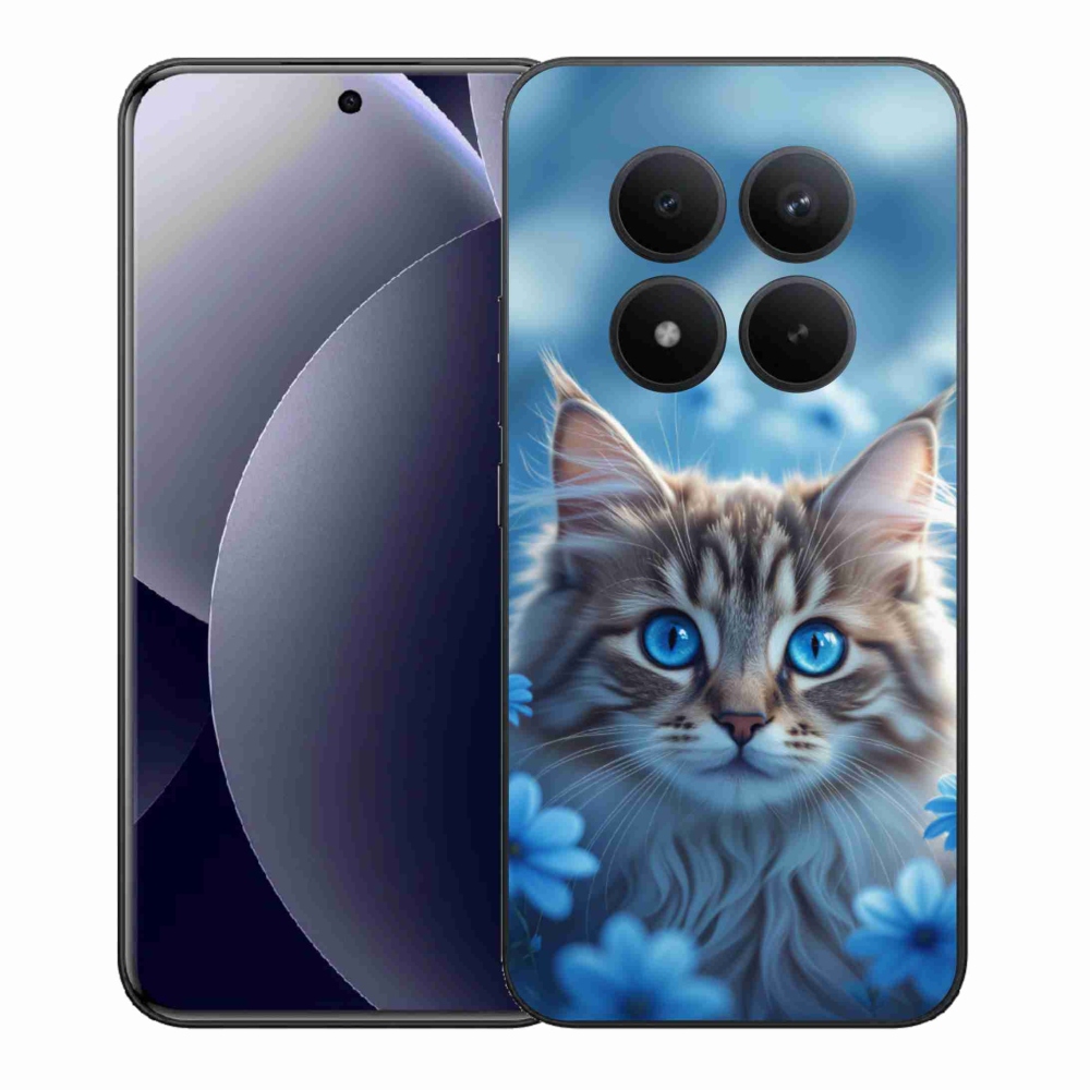 Gél borítás mmCase a Xiaomi Redmi Note 15 Pro+ 5G számára - kék virágos cica