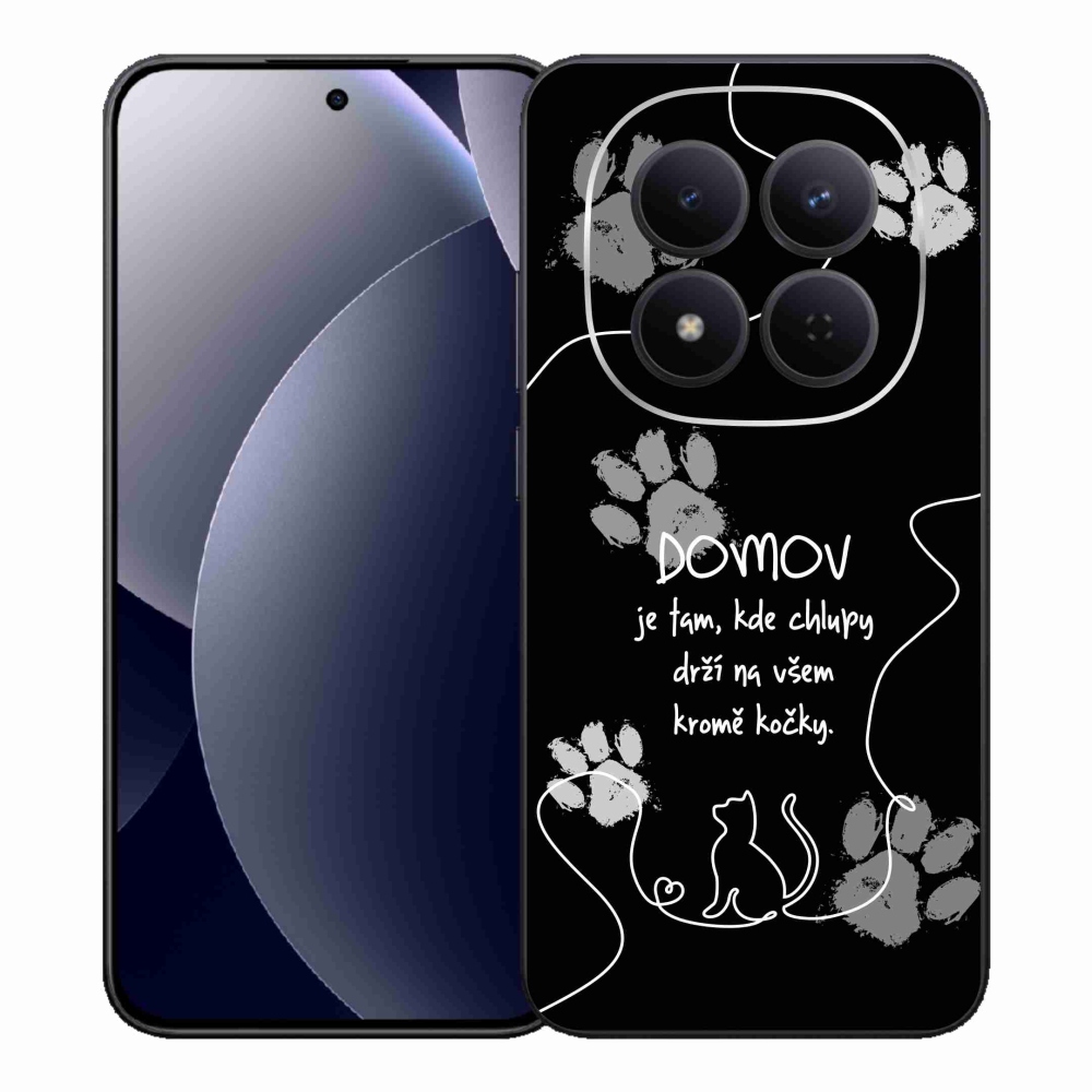 Gél borítás mmCase a Xiaomi Redmi Note 15 Pro 5G-hez - macska motívum fekete háttérrel