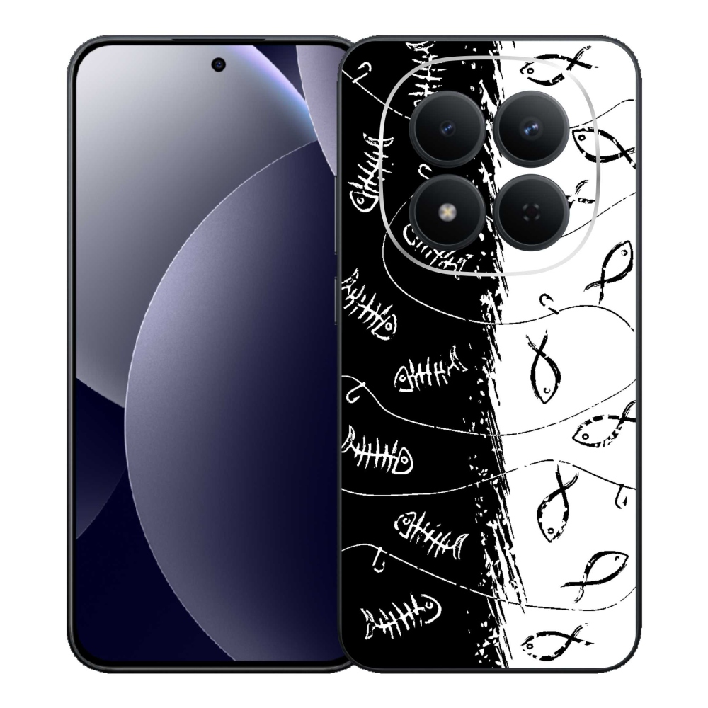 Gél borító mmCase a Xiaomi Redmi Note 15 Pro 5G számára - csontvázak és halak