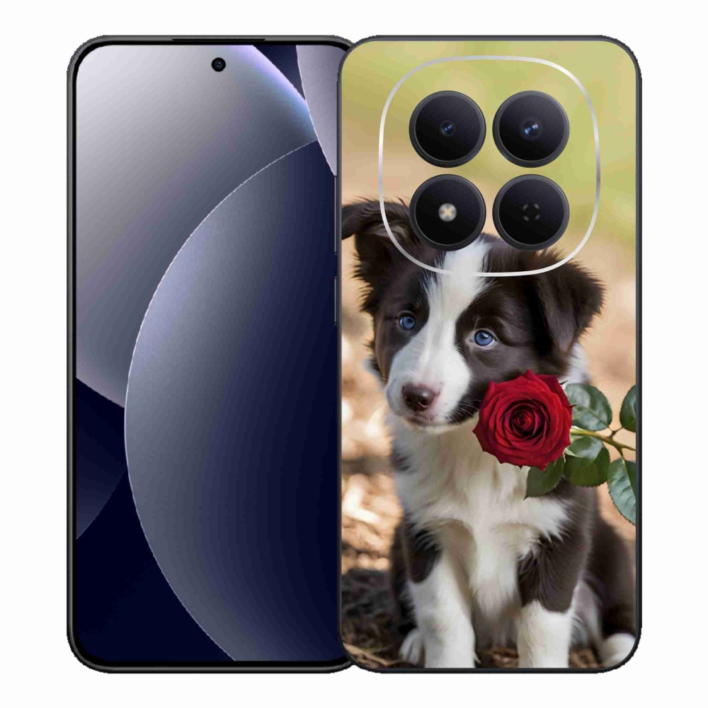 Gél borító mmCase a Xiaomi Redmi Note 15 Pro 5G számára - aranyos border collie rózsával