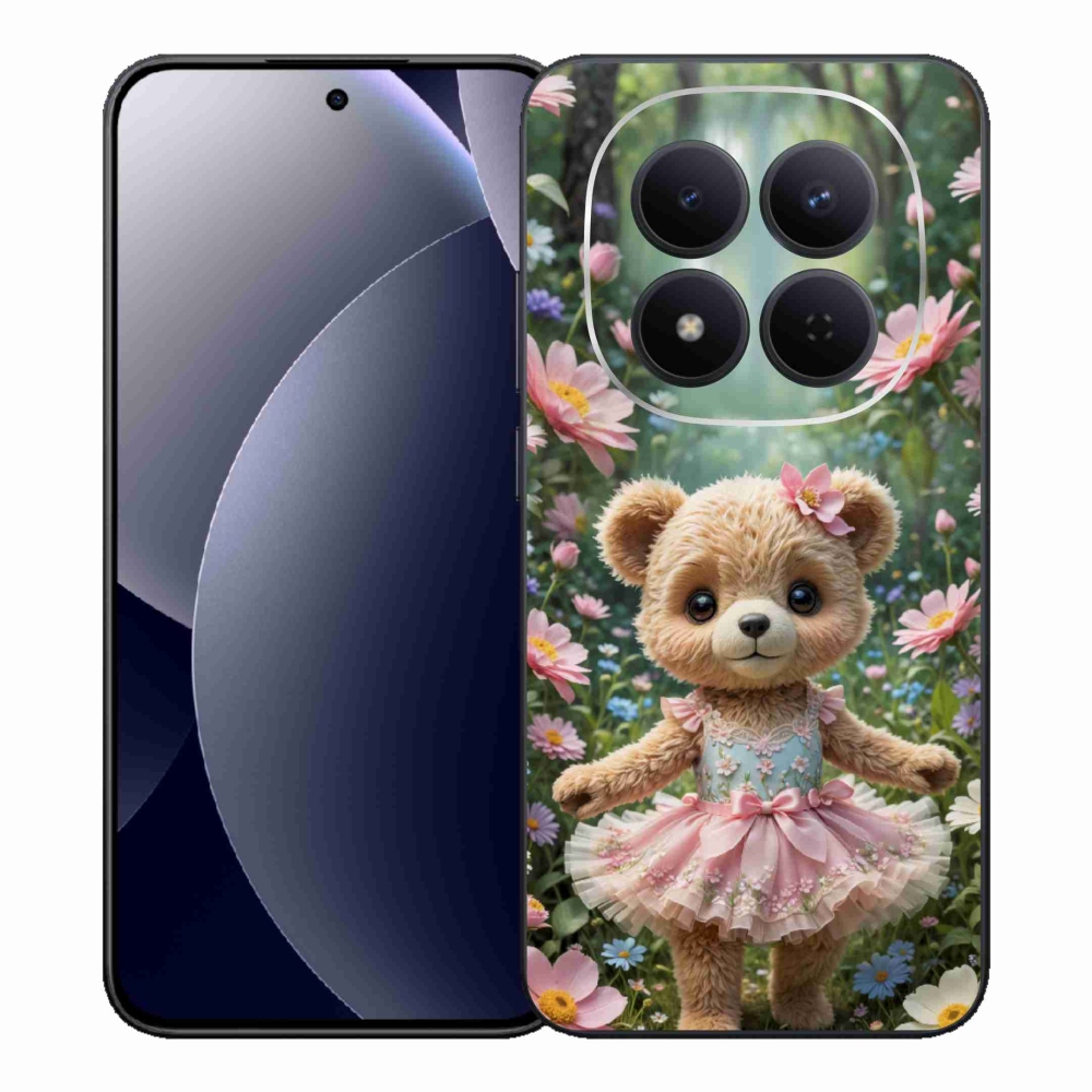 Gél borítás mmCase a Xiaomi Redmi Note 15 Pro 5G-hez - aranyos mackó virágokban