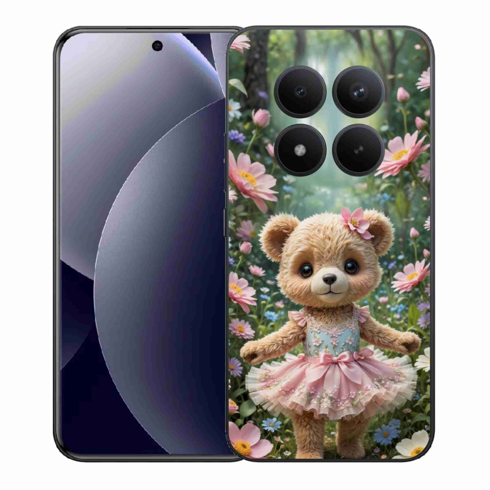 Gél borítás mmCase a Xiaomi Redmi Note 15 Pro+ 5G számára - aranyos virágos mackó virágokban