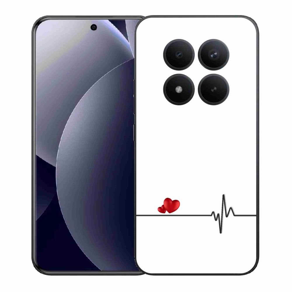 Gél borító mmCase a Xiaomi Redmi Note 15 Pro+ 5G/Xiaomi Poco M8 Pro 5G számára - szív és szívverés fehér háttérrel