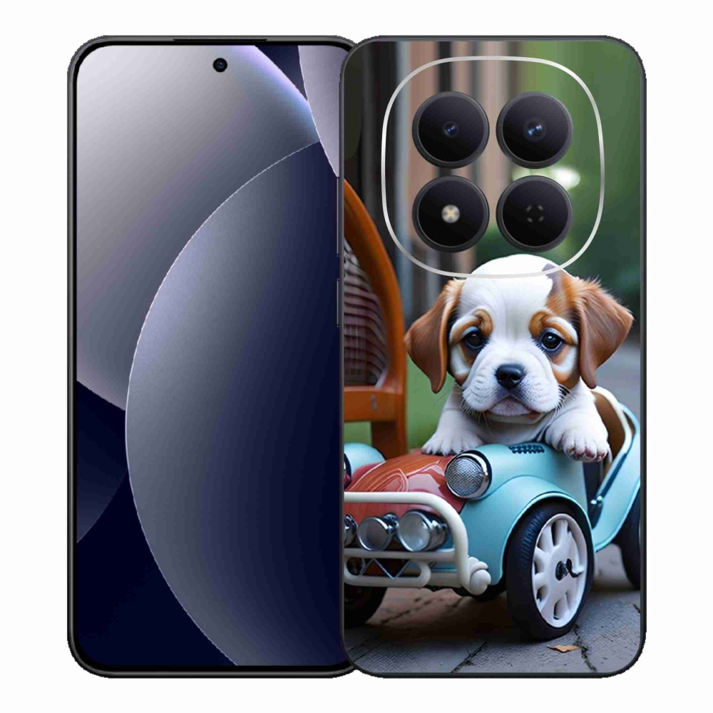 Gél borítás mmCase a Xiaomi Redmi Note 15 Pro 5G - kiskutya retro autóban