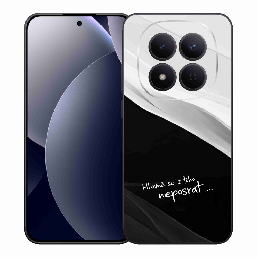 Gél borító mmCase a Xiaomi Redmi Note 15 Pro 5G-hez - vicces szöveg 13 fekete és fehér háttérrel