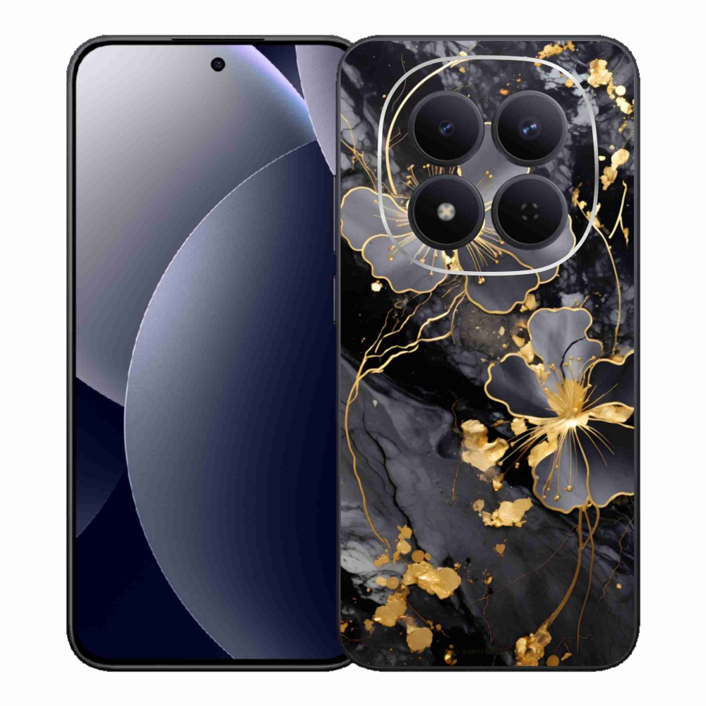 Gél borítás mmCase a Xiaomi Redmi Note 15 Pro 5G számára - arany virágok