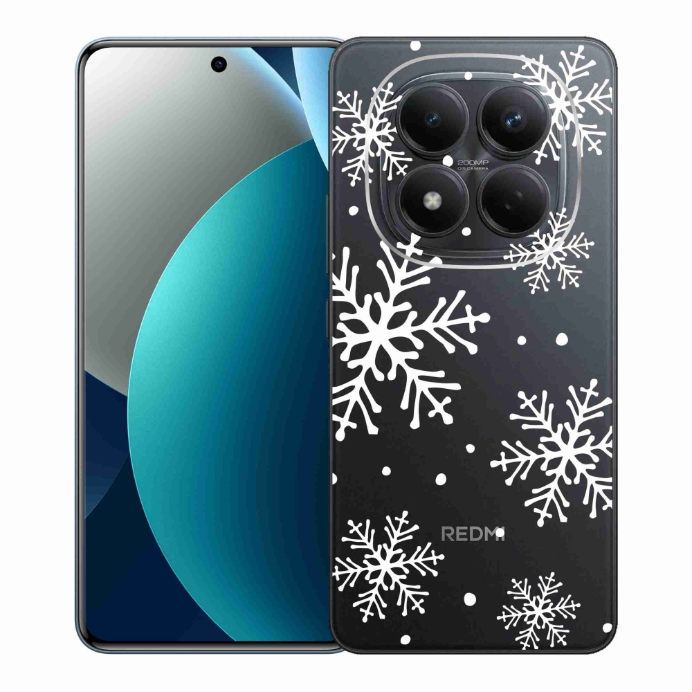 Gél borítás mmCase a Xiaomi Redmi Note 15 Pro számára - fehér pelyhek átlátszó háttéren