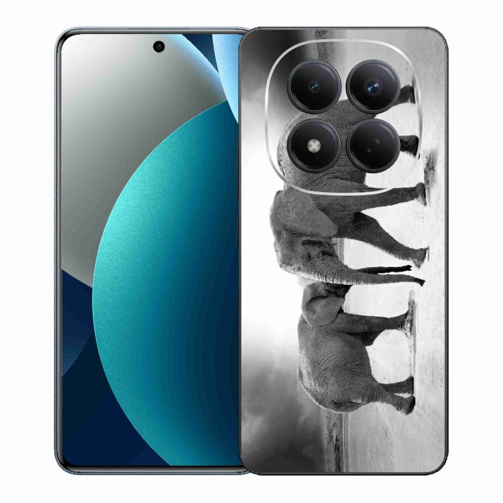 Gél borítás mmCase a Xiaomi Redmi Note 15 Pro számára - fekete és fehér elefántok