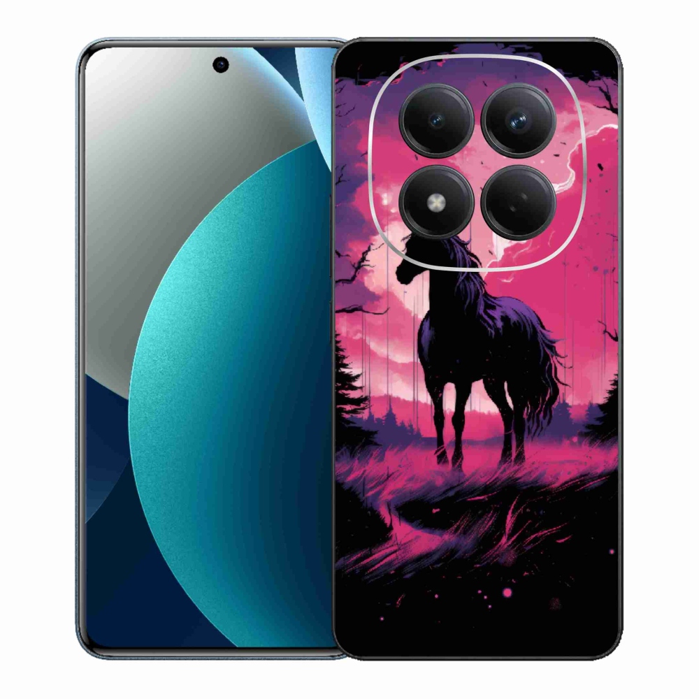 Gél borítás mmCase a Xiaomi Redmi Note 15 Pro-hoz - fekete rajzfilm ló 1