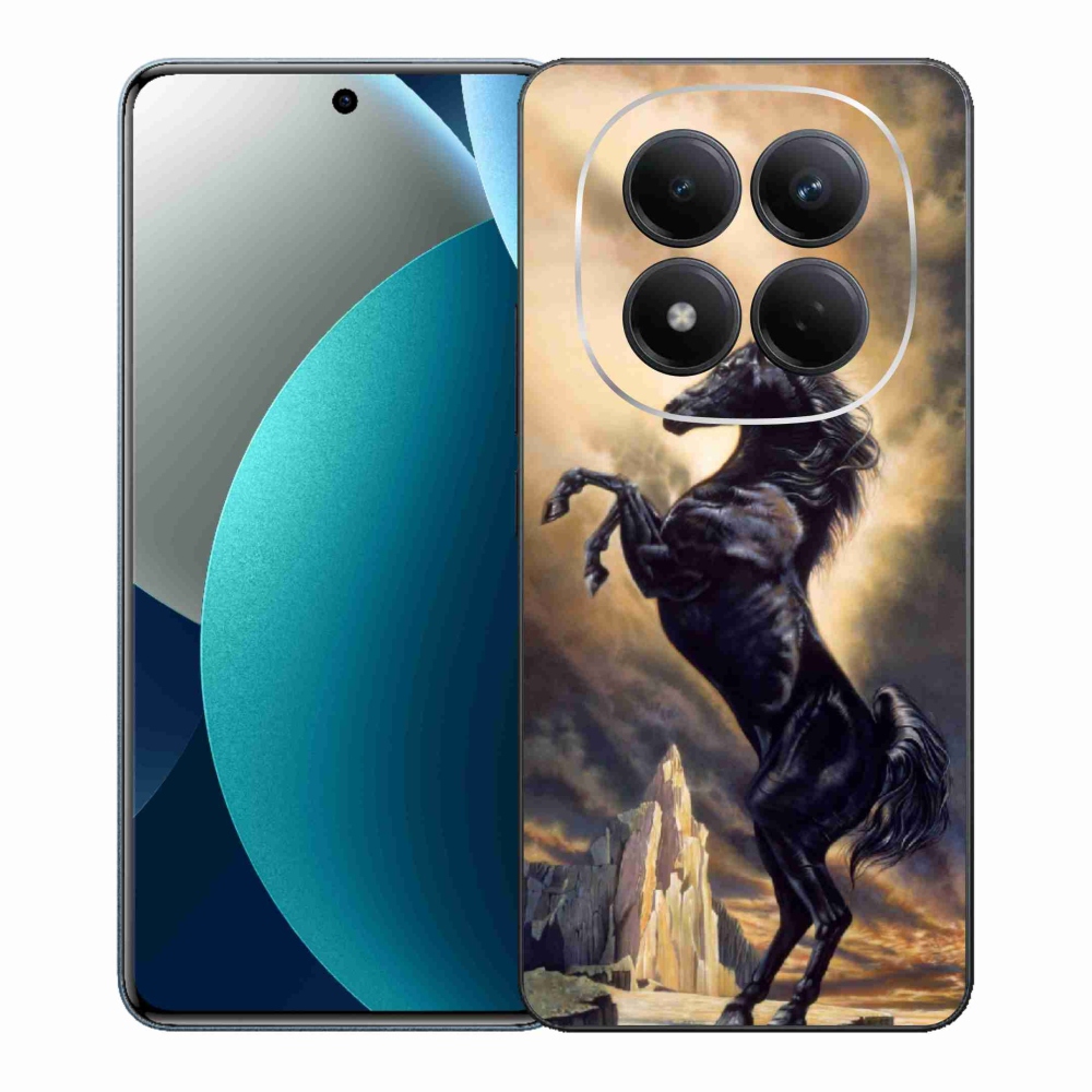 Gél borítás mmCase a Xiaomi Redmi Note 15 Pro számára - fekete rajzfilm ló