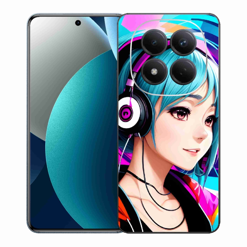 Gél borítás mmCase a Xiaomi Redmi Note 15 Pro-hoz - lány fejhallgatóval