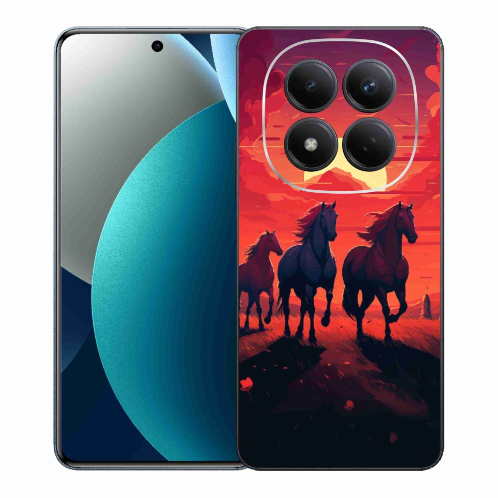 Gél borítás mmCase a Xiaomi Redmi Note 15 Pro számára - lovak és naplemente