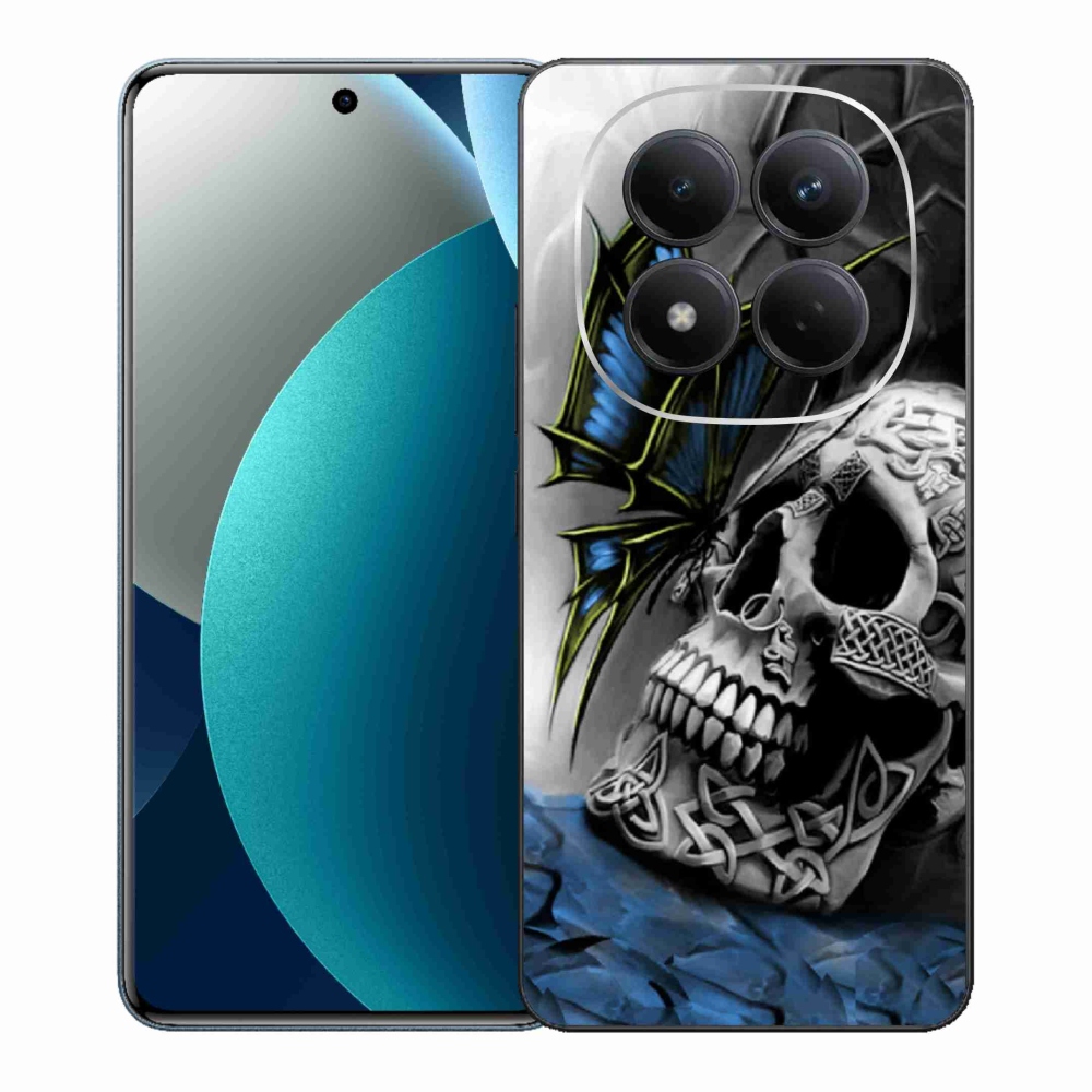 Gél borítás mmCase a Xiaomi Redmi Note 15 Pro számára - pillangó és koponya