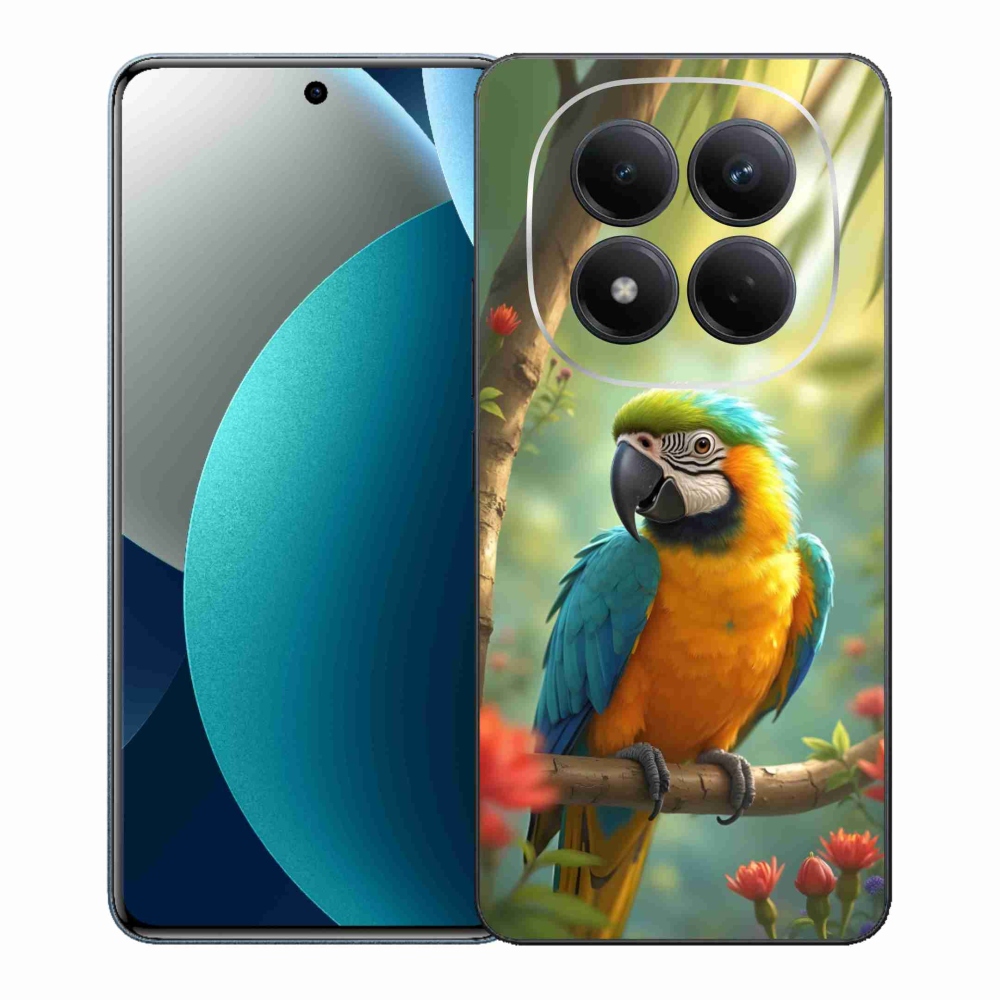 Gél borítás mmCase a Xiaomi Redmi Note 15 Pro számára - papagáj ara kék és sárga