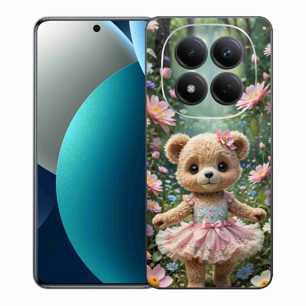 Gél borítás mmCase a Xiaomi Redmi Note 15 Pro számára - aranyos mackó virágokban