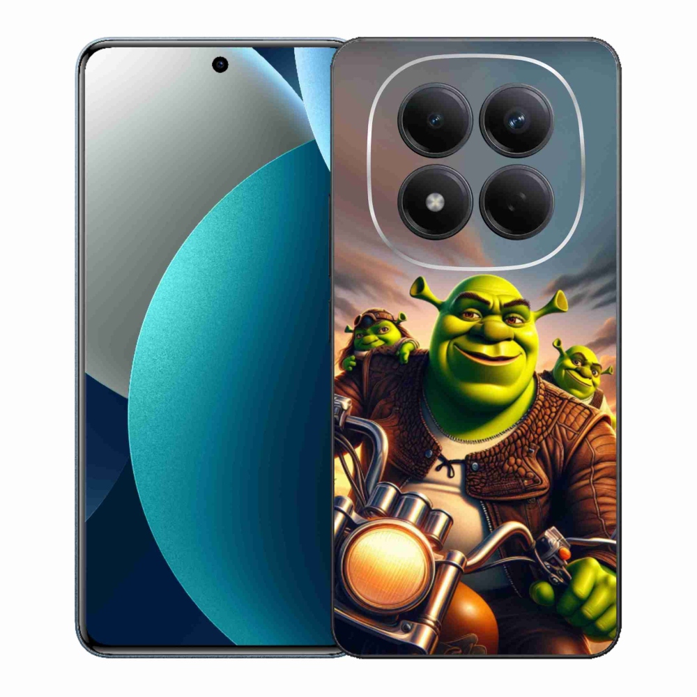 Zselés borítás mmCase a Xiaomi Redmi Note 15 Pro-hoz - Shrek egy motorkerékpáron