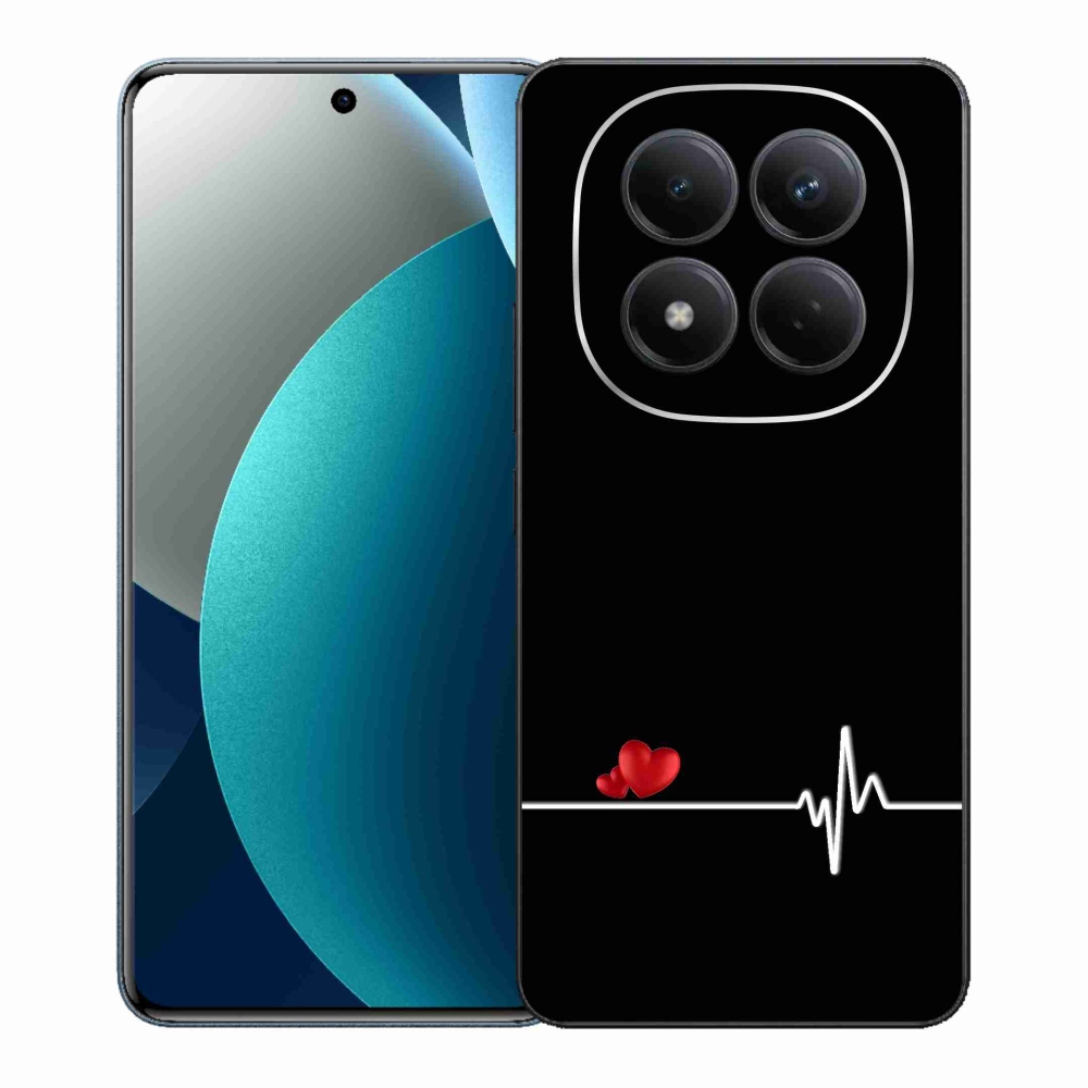 Gél borítás mmCase a Xiaomi Redmi Note 15 Pro számára - szív és szívverés fekete háttérrel