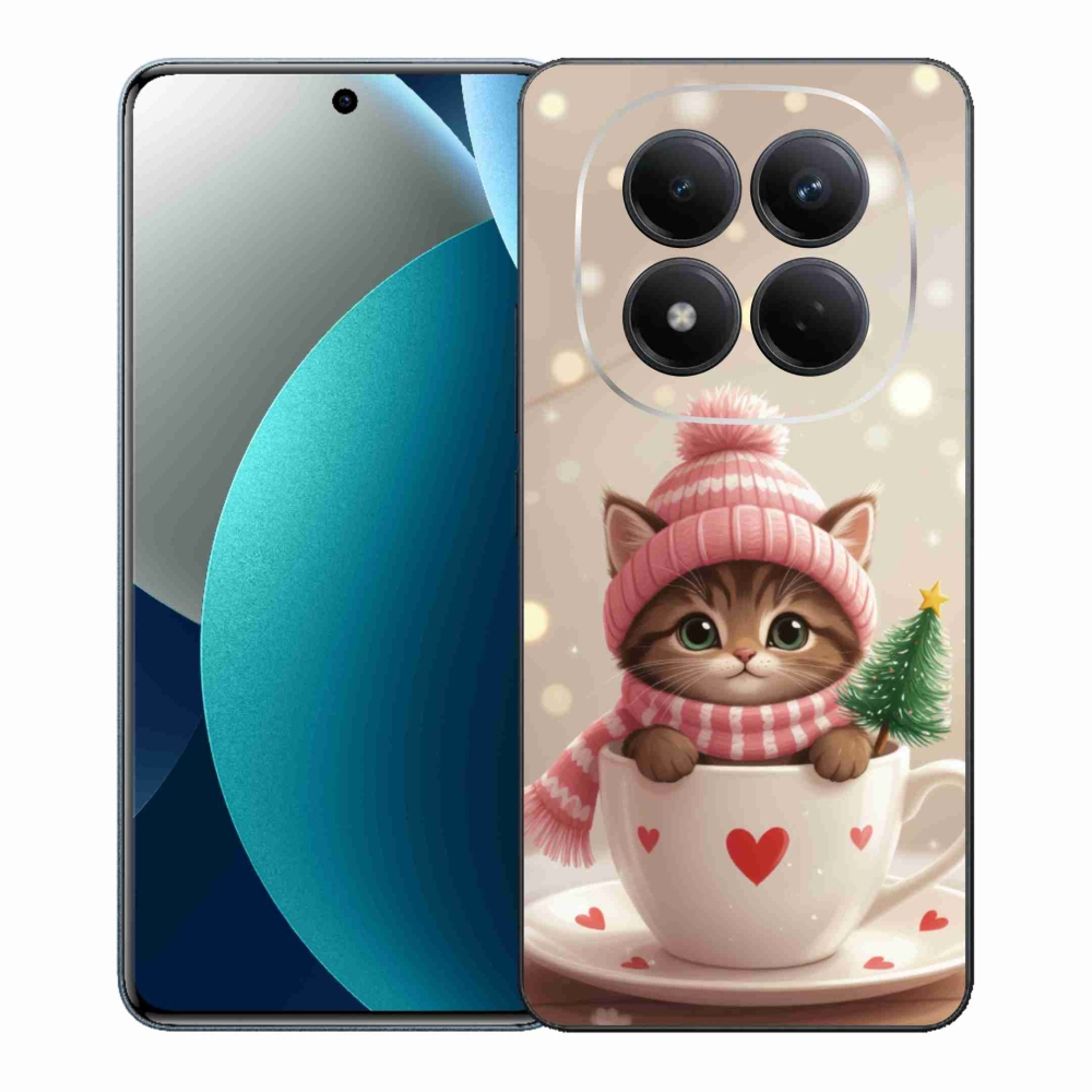 Gél borítás mmCase a Xiaomi Redmi Note 15 Pro számára - Karácsonyi cica a csészében