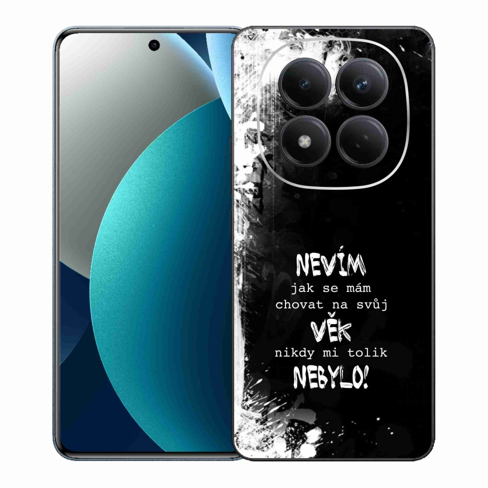 Gél borító mmCase a Xiaomi Redmi Note 15 Pro készülékhez - vicces szöveg 14 fekete háttérrel