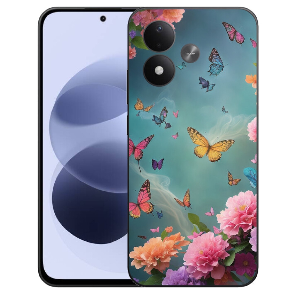 mmCase gél tok a Xiaomi Redmi Note 17 4G/5G-hez – színes virágok és pillangók