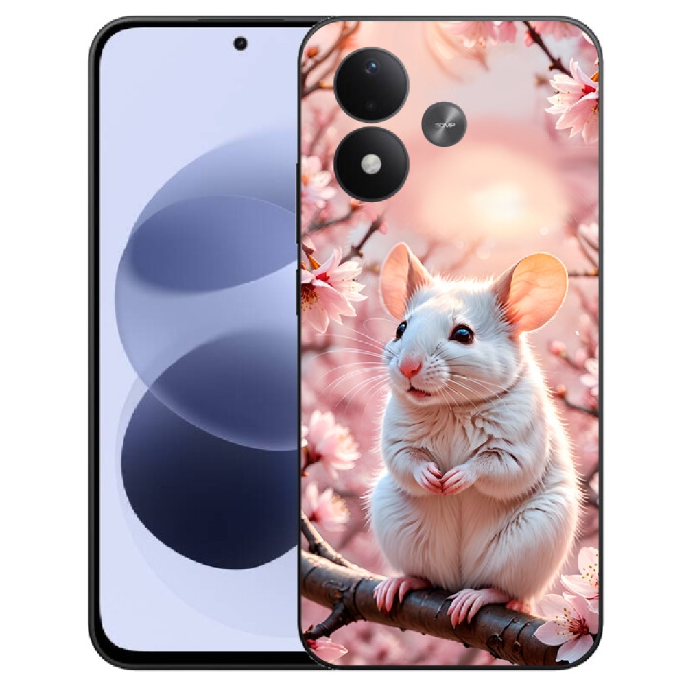 mmCase géltok a Xiaomi Redmi Note 17 4G/5G-hez – fehér egér egy ágon