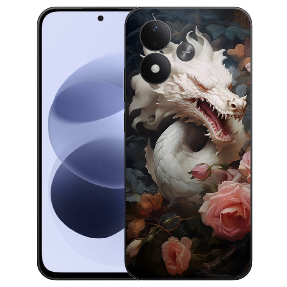 mmCase gél tok a Xiaomi Redmi Note 17 4G/5G-hez – fehér sárkány