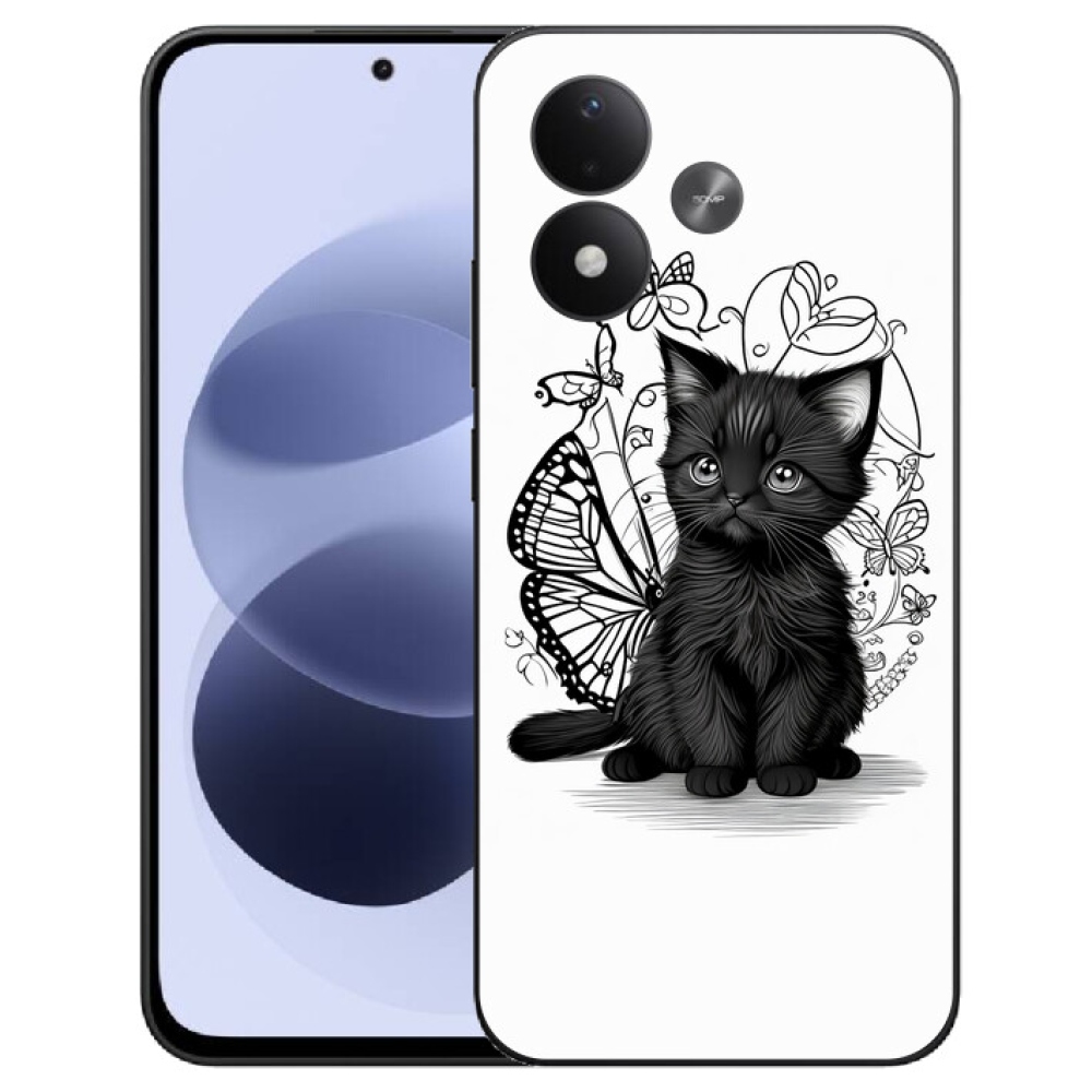 mmCase gél tok a Xiaomi Redmi Note 17 4G/5G-hez – fekete cica