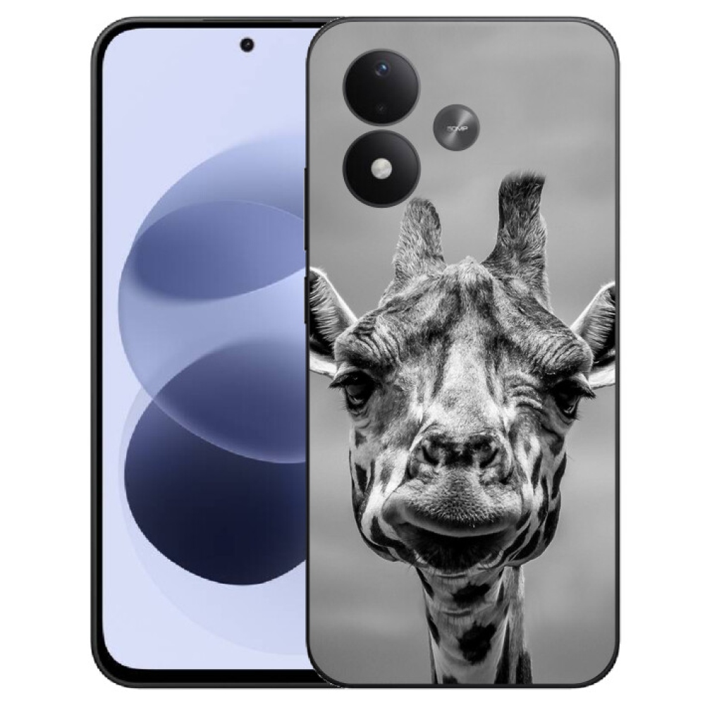mmCase gél tok a Xiaomi Redmi Note 17 4G/5G-hez – fekete-fehér zsiráf