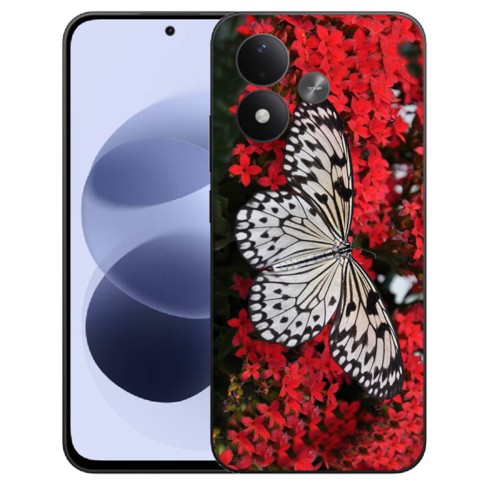 mmCase gél tok a Xiaomi Redmi Note 17 4G/5G-hez – fekete-fehér pillangó 1