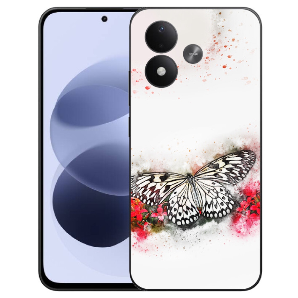 mmCase gél tok a Xiaomi Redmi Note 17 4G/5G-hez – fekete-fehér pillangó