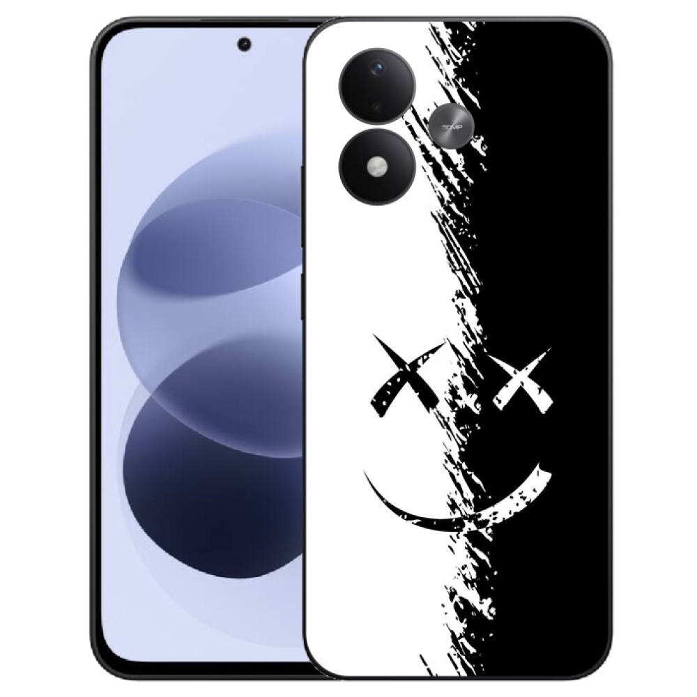 mmCase gél tok a Xiaomi Redmi Note 17 4G/5G-hez – fekete-fehér smiley