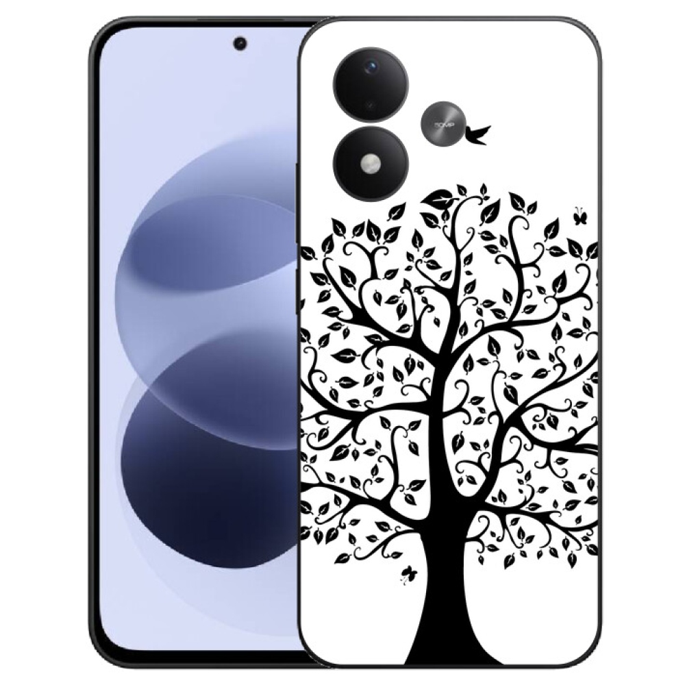 mmCase géltok a Xiaomi Redmi Note 17 4G/5G-hez – fekete-fehér fa