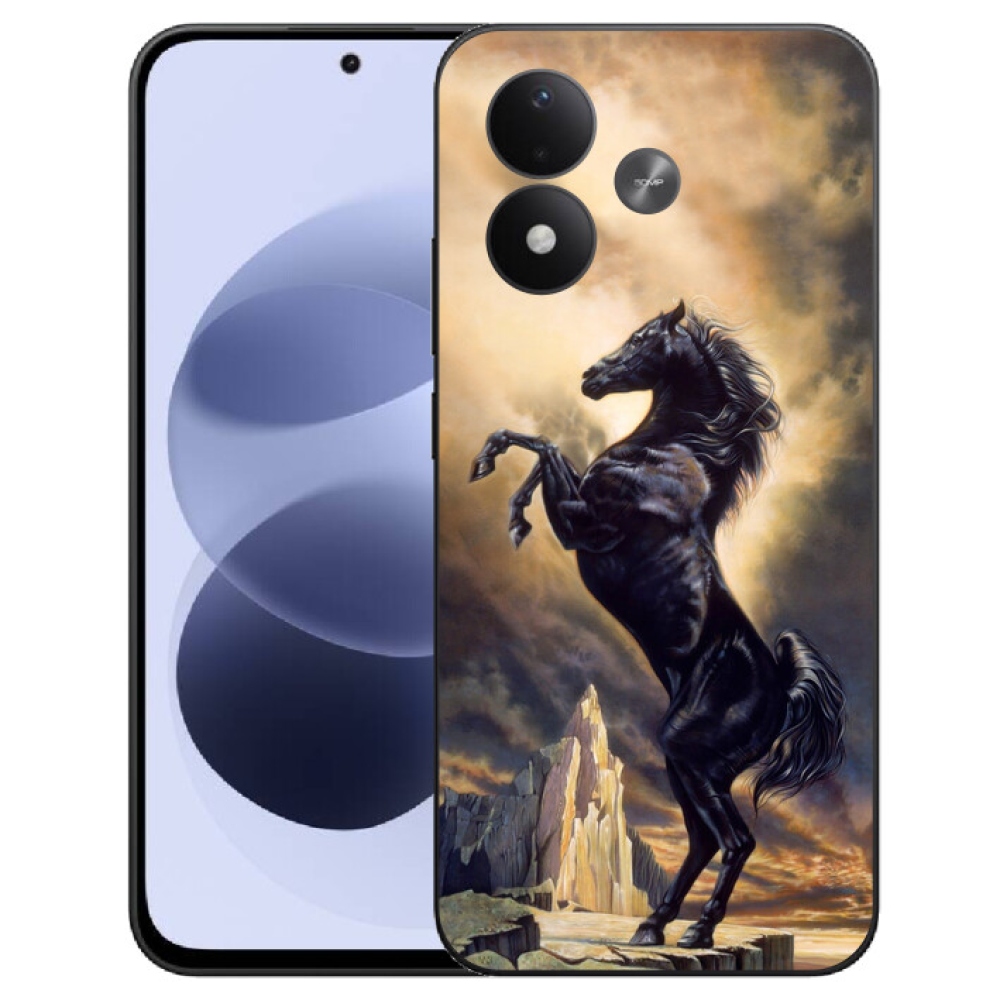 mmCase gél tok a Xiaomi Redmi Note 17 4G/5G-hez – fekete, rajzolt ló