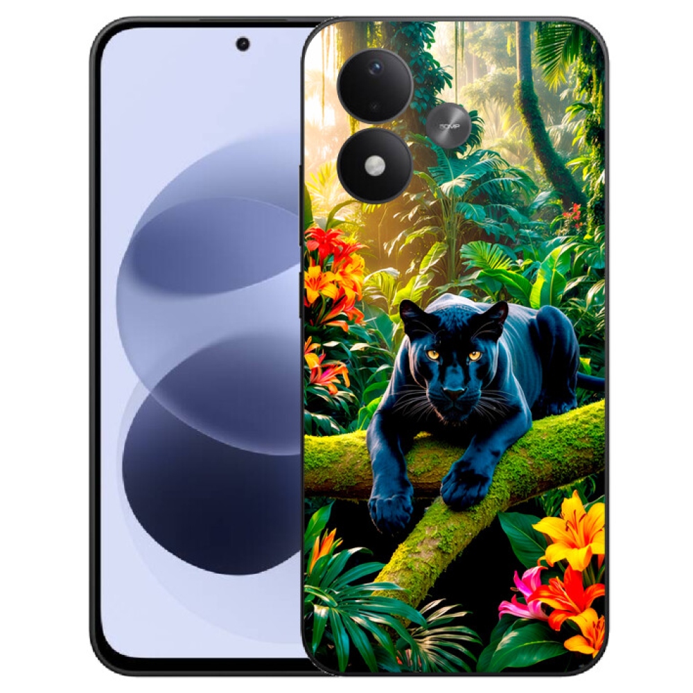 mmCase géltok a Xiaomi Redmi Note 17 4G/5G-hez – fekete párduc a dzsungelben