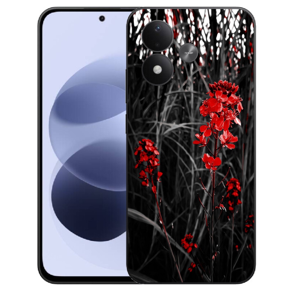 mmCase géltok a Xiaomi Redmi Note 17 4G/5G-hez – piros növényminta