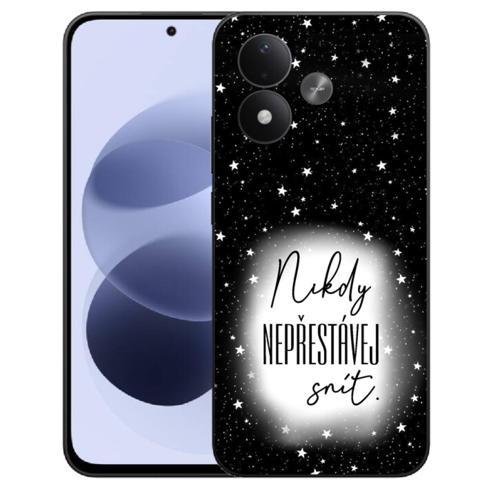 mmCase géltok a Xiaomi Redmi Note 17 4G/5G-hez – idézet 1, fekete-fehér háttérrel