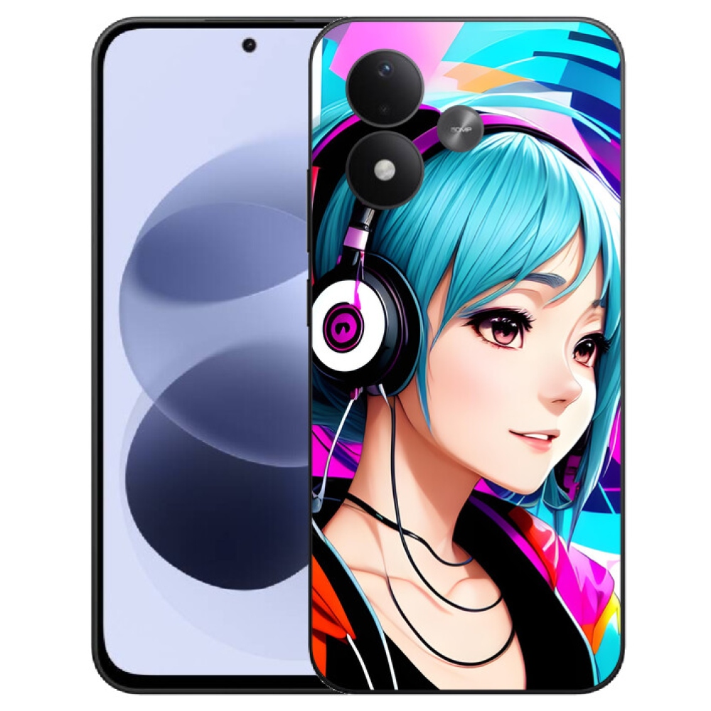 mmCase gél tok a Xiaomi Redmi Note 17 4G/5G-hez – fejhallgatóval ellátott lány